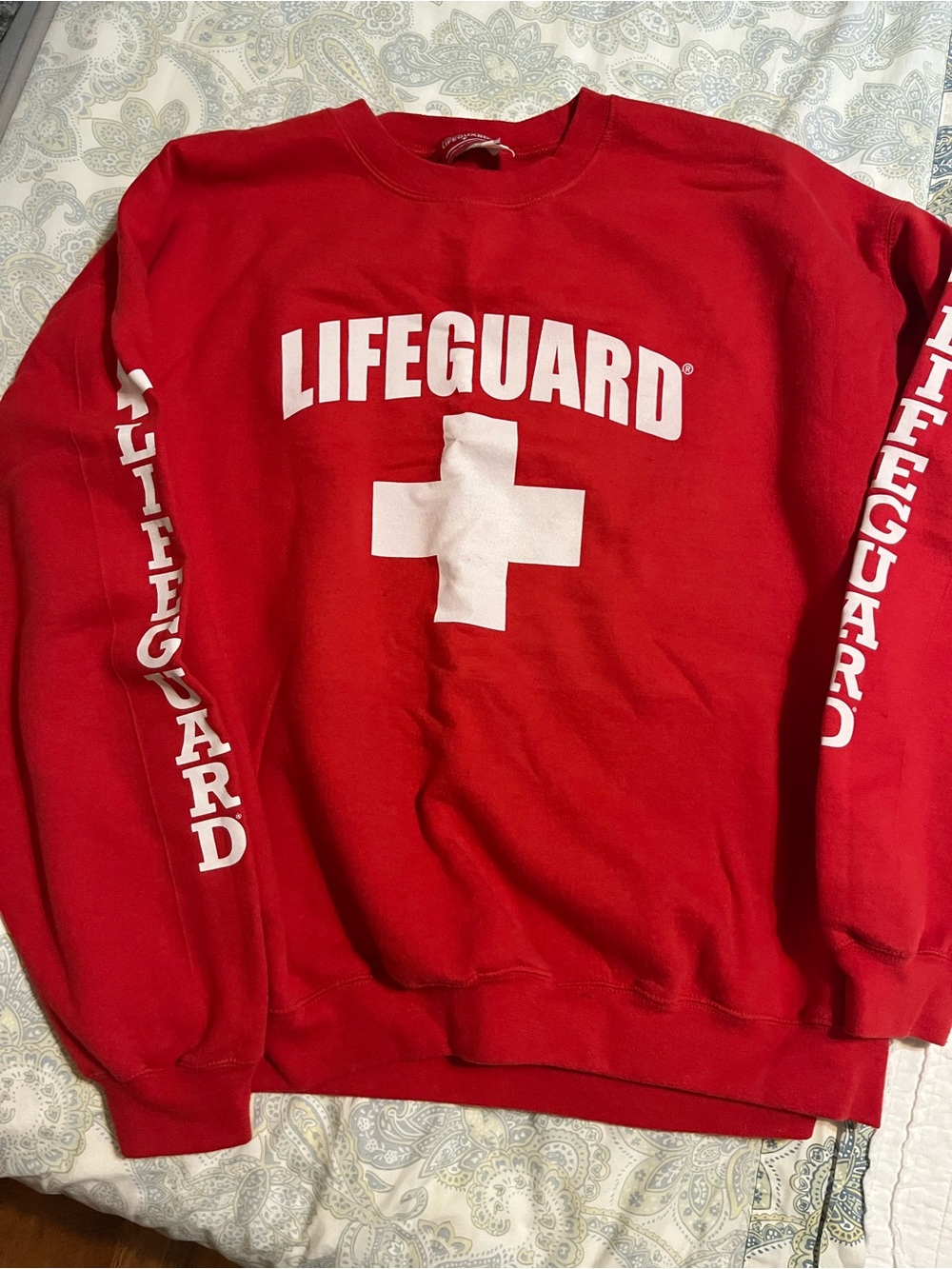 Lifeguard Red Sweatshirt with White Cross